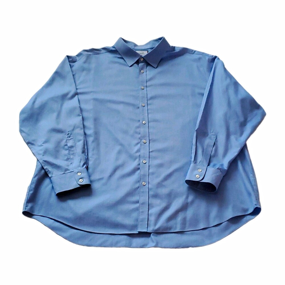 Charles Tyrwhitt Classic Fit Non-Iron Solid Blue Cotton Dress Shirt - BIG & TALL